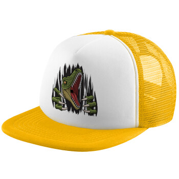 Dinosaur scratch, Καπέλο Soft Trucker με Δίχτυ Κίτρινο/White 