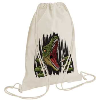 Dinosaur scratch, Backpack bag GYMBAG natural (28x40cm)