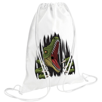 Dinosaur scratch, Τσάντα πλάτης πουγκί GYMBAG λευκή (28x40cm)