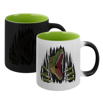 Dinosaur scratch, Κούπα Μαγική εσωτερικό πράσινο, κεραμική 330ml που αλλάζει χρώμα με το ζεστό ρόφημα