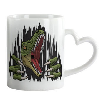 Dinosaur scratch, Mug heart handle, ceramic, 330ml