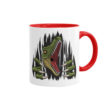 Dinosaur scratch, Mug colored red, ceramic, 330ml