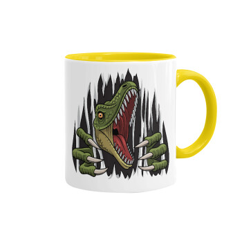 Dinosaur scratch, Mug colored yellow, ceramic, 330ml