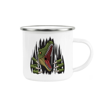 Dinosaur scratch, Metallic enamel cup white 360ml