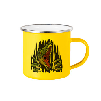 Dinosaur scratch, Κούπα Μεταλλική εμαγιέ Κίτρινη 360ml