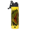Metallic water bottle with safety lid, 850ml aluminum