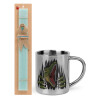 Easter Set, metallic thermal cup (300ml) & aromatic flat Easter candle (30cm) (TURQUOISE)