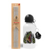 Easter Set, metallic aluminum water bottle (500ml) & aromatic flat Easter candle (30cm) (GRAY)