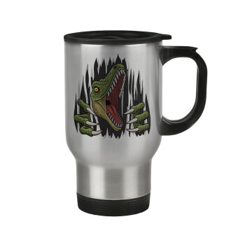 Dinosaur scratch, Stainless steel travel mug with lid, double wall 450ml