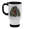 Dinosaur scratch, Stainless steel travel mug with lid, double wall (warm) white 450ml