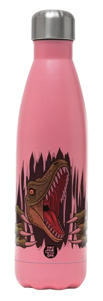 Dinosaur scratch — Μεταλλικό παγούρι θερμός Ροζ Ματ (Stainless steel), διπλού τοιχώματος, 500ml