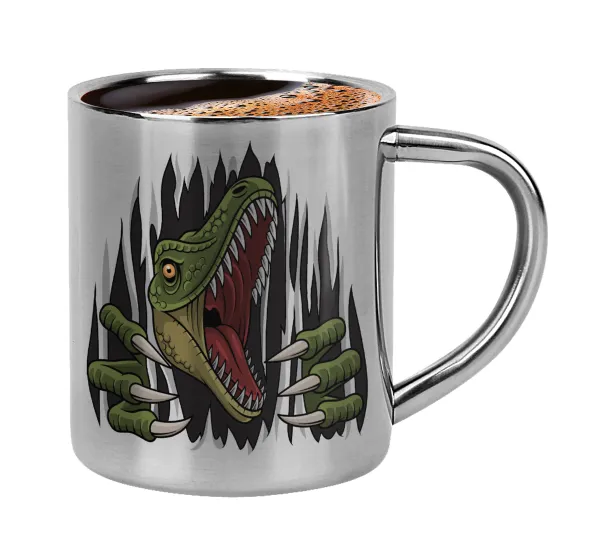 Dinosaur scratch — Double-wall metal cup for espresso (220ml)