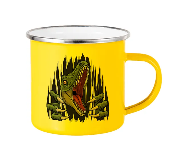 Dinosaur scratch — Yellow Enamel Metallic Cup 360ml