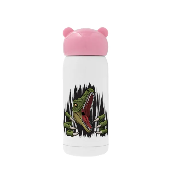 Dinosaur scratch — Ροζ ανοξείδωτο παγούρι θερμό (Stainless steel), 320ml