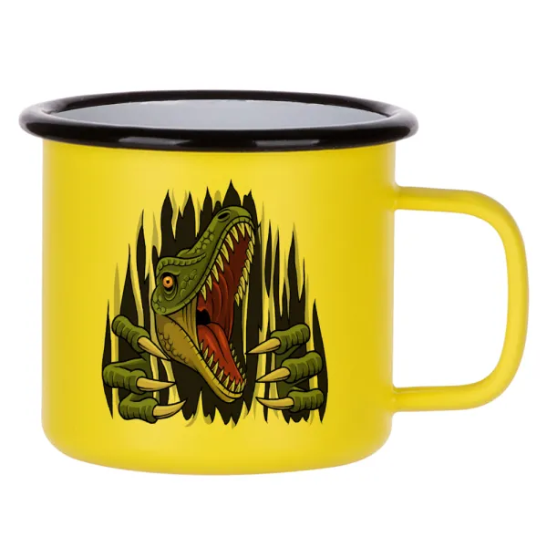 Dinosaur scratch — Κούπα Μεταλλική εμαγιέ ΜΑΤ Κίτρινη 360ml
