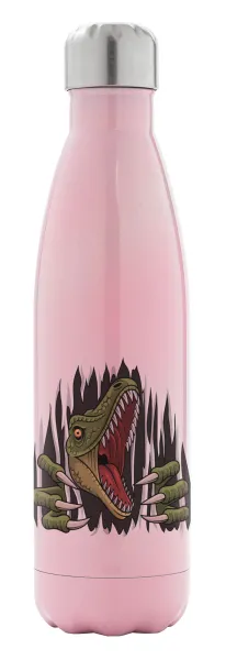 Dinosaur scratch — Metal mug thermos Pink Iridiscent (Stainless steel), double wall, 500ml