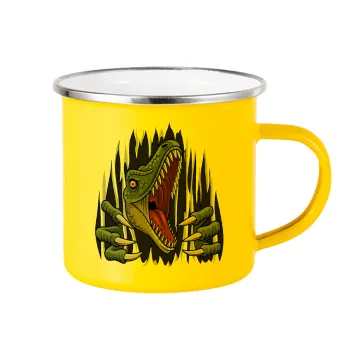 Dinosaur scratch, Κούπα Μεταλλική εμαγιέ Κίτρινη 360ml