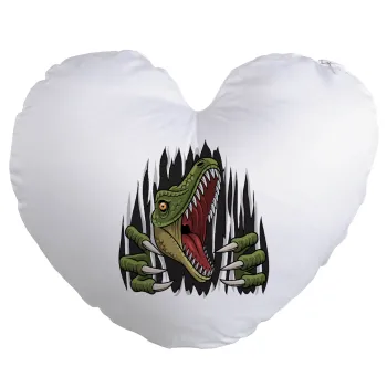 Dinosaur scratch, Μαξιλάρι καναπέ καρδιά 40x40cm περιέχεται το  γέμισμα