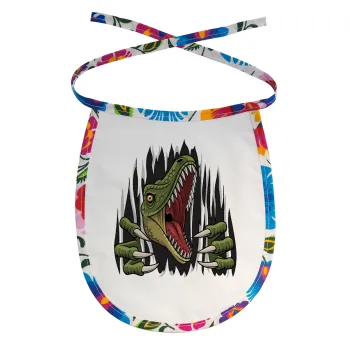 Dinosaur scratch, Σαλιάρα μωρού αλέκιαστη με κορδόνι Χρωματιστή