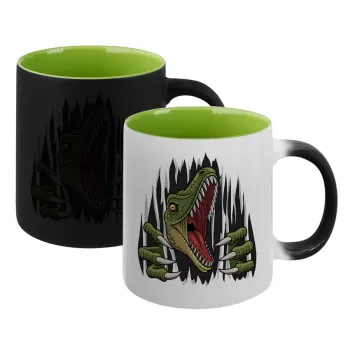 Dinosaur scratch, Κούπα Μαγική εσωτερικό πράσινο, κεραμική 330ml που αλλάζει χρώμα με το ζεστό ρόφημα