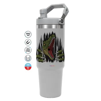 Dinosaur scratch, ΓΚΡΙ χρώματος Θερμός Ανοξείδωτο 890ml (30oz) με χερούλι
