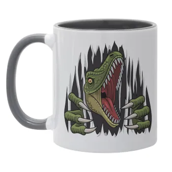 Dinosaur scratch, Κούπα χρωματιστή γκρι, κεραμική, 330ml