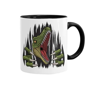 Dinosaur scratch, Κούπα χρωματιστή μαύρη, κεραμική, 330ml