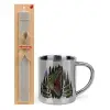 Easter Set, metallic thermal cup (300ml) & Easter aromatic flat candle (30cm) (GRAY)