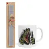 Easter Set, Ceramic Cup (330ml) & Easter aromatic flat candle (30cm) (GRAY)