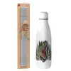 Easter Set, metallic stainless thermos bottle (500ml) & scented flat Easter candle (30cm) (GRAY)
