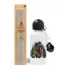 Easter Set, metallic aluminum water bottle (500ml) & aromatic flat Easter candle (30cm) (GRAY)