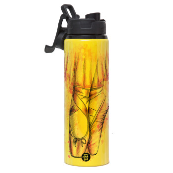 Ballerina shoes, Μεταλλικό παγούρι νερού με καπάκι ασφαλείας, αλουμινίου 850ml