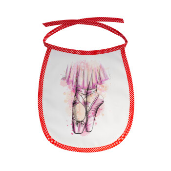 Ballerina shoes, Σαλιάρα μωρού αλέκιαστη με κορδόνι Κόκκινη