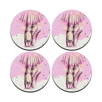 Ballerina shoes, SET of 4 round wooden coasters (9cm)