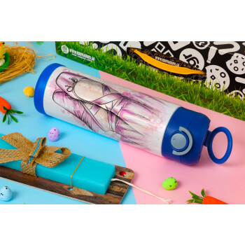Ballerina shoes, Easter candle, Childrens hot water bottle, stainless steel, with safety straw, BLUE (500ml)