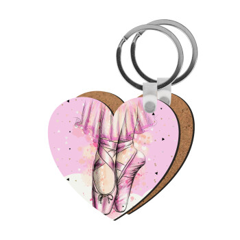 Ballerina shoes, Μπρελόκ Ξύλινο καρδιά MDF