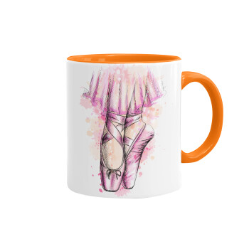 Ballerina shoes, Κούπα χρωματιστή πορτοκαλί, κεραμική, 330ml