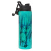 Metallic water bottle with safety lid, 850ml aluminum