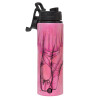 Metallic water bottle with safety lid, 850ml aluminum