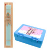 Easter Set, children's snack container BLUE & Easter aromatic flat candle (30cm) (TURQUOISE)