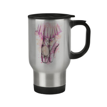 Ballerina shoes, Stainless steel travel mug with lid, double wall 450ml
