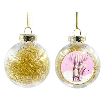 Ballerina shoes, Χριστουγεννιάτικη μπάλα δένδρου διάφανη με χρυσό γέμισμα 8cm