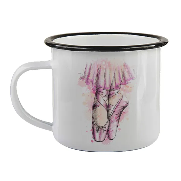 Ballerina shoes — Enamel mug with black rim, 360ml