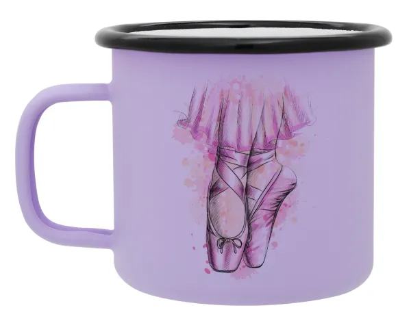 Ballerina shoes — Metal enamel mug, matte light pastel purple, 360ml