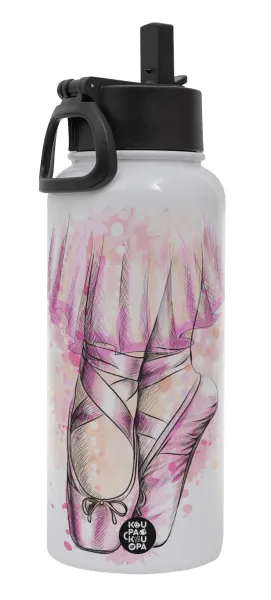 Ballerina shoes — Metal mug thermo White with Straw and Spout Lid (Stainless steel), double wall, 950ml