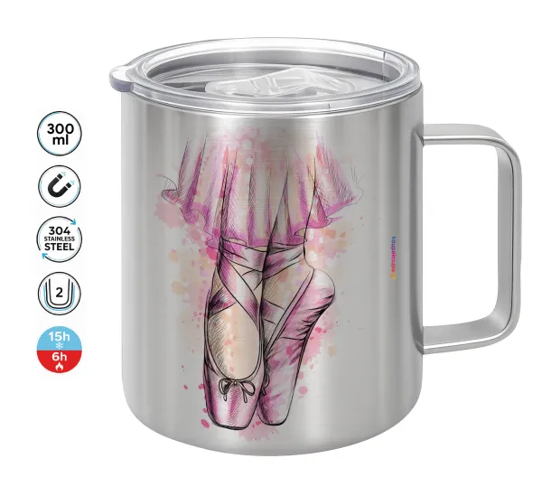 Ballerina shoes — Double-walled stainless steel mug 300ml with temperature-retaining lid