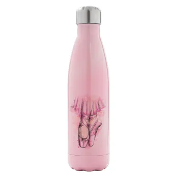 Ballerina shoes, Μεταλλικό παγούρι θερμός Ροζ Ιριδίζον (Stainless steel), διπλού τοιχώματος, 500ml