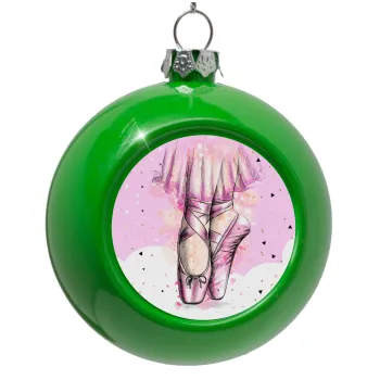 Ballerina shoes, Green Christmas tree ornament bauble 8cm