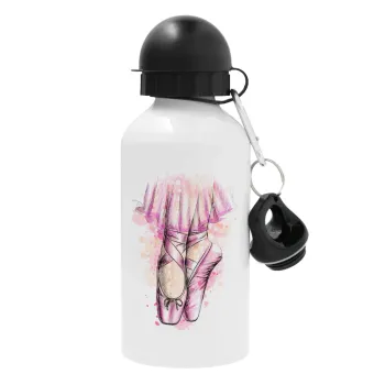 Ballerina shoes, Metal water bottle, White, aluminum 500ml