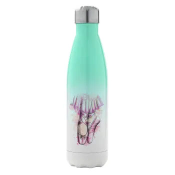 Ballerina shoes, Μεταλλικό παγούρι θερμός Πράσινο/Λευκό (Stainless steel), διπλού τοιχώματος, 500ml